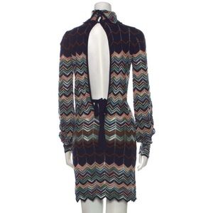 Missoni Multicolor Zigzag Long Sleeve turtleneck mini dress